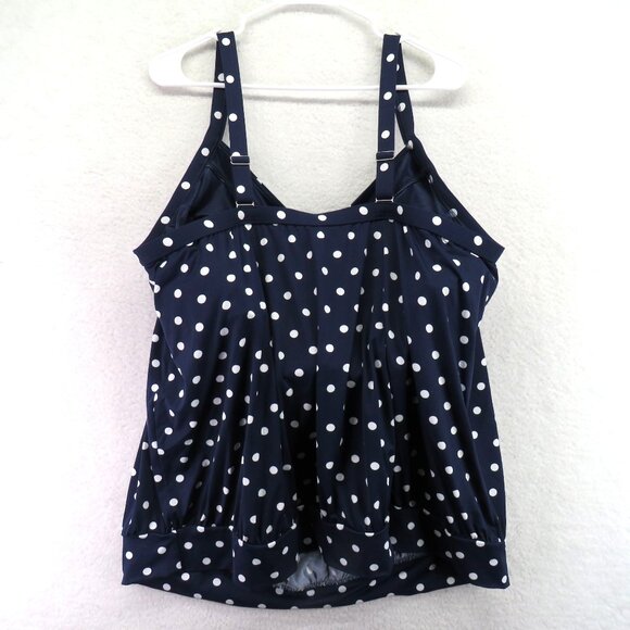 Lands End Swim Top Size 26W Tankini Navy Blue White Polka Dot Adjustable Straps - Picture 3 of 6